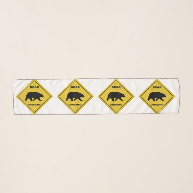 SlipperyJoe's bear crossing sign bear silhouette w Scarf (Front (Horizontal))