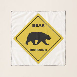 SlipperyJoe's bear crossing sign bear silhouette w Scarf