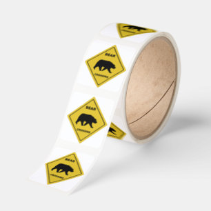 SlipperyJoe's bear crossing sign bear silhouette w Square Sticker