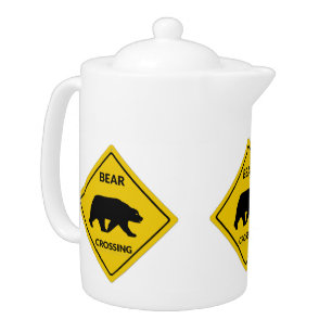 SlipperyJoe's bear crossing sign bear silhouette w Teapot