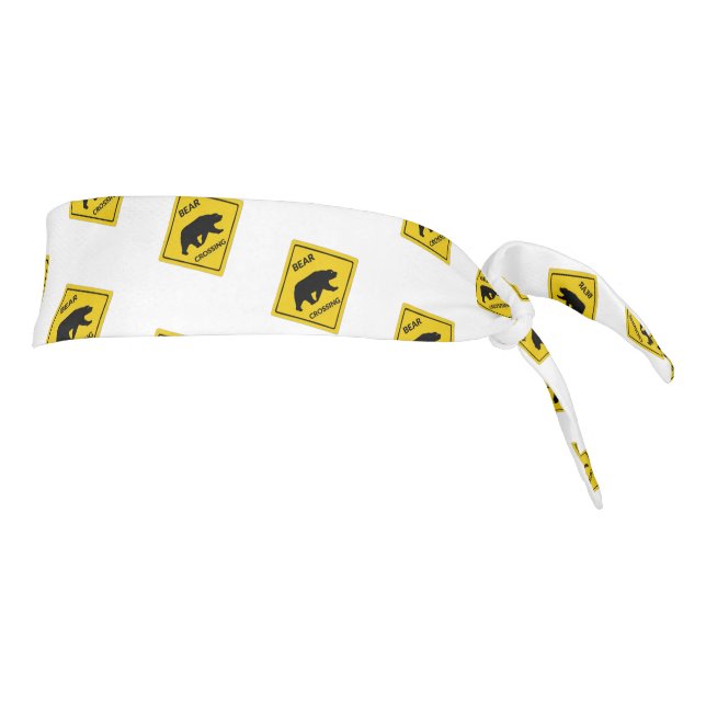 SlipperyJoe's bear crossing sign bear silhouette w Tie Headband (Rotate 90)