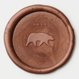 SlipperyJoe's bear crossing sign bear silhouette w Wax Seal Sticker