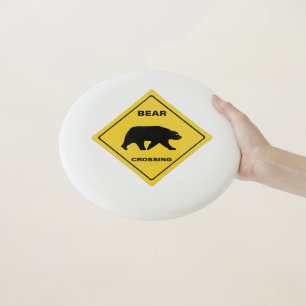 SlipperyJoe's bear crossing sign bear silhouette w Wham-O Frisbee