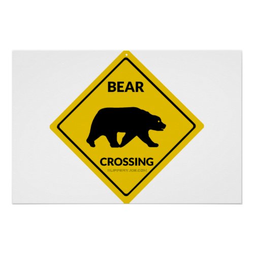 SlipperyJoes bear crossing sign silhouette yellow