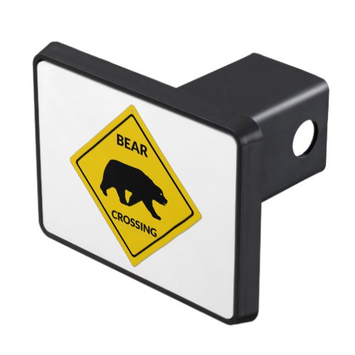 SlipperyJoes bear crossing sign silhouette yellow Hitch Cover