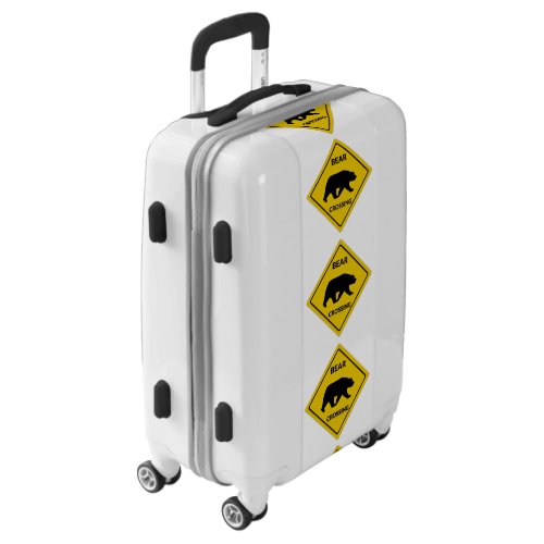 SlipperyJoes bear crossing sign silhouette yellow Luggage