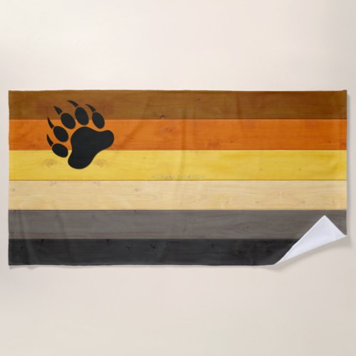 SlipperyJoes Bear Pride flag wooden Brotherhood f Beach Towel