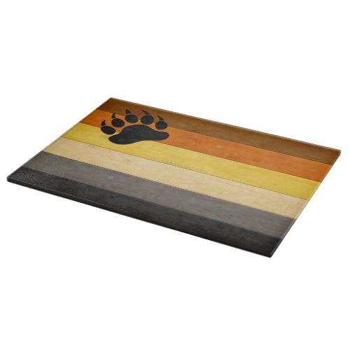 SlipperyJoes Bear Pride flag wooden Brotherhood f Cutting Board