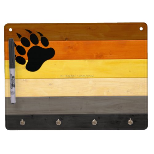 SlipperyJoes Bear Pride flag wooden Brotherhood f Dry Erase Board With Keychain Holder