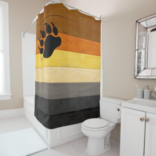 SlipperyJoes Bear Pride flag wooden Brotherhood f Shower Curtain