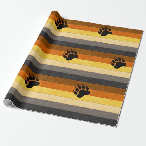 SlipperyJoes Bear Pride flag wooden Brotherhood f Wrapping Paper