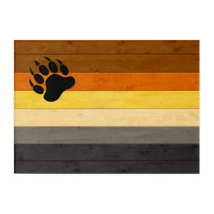 SlipperyJoe's Bear Pride flag wooden floor texture Acrylic Print