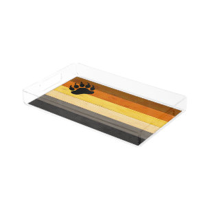 SlipperyJoe's Bear Pride flag wooden floor texture Acrylic Tray