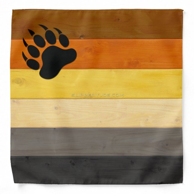 SlipperyJoe's Bear Pride flag wooden floor texture Bandana (Front)