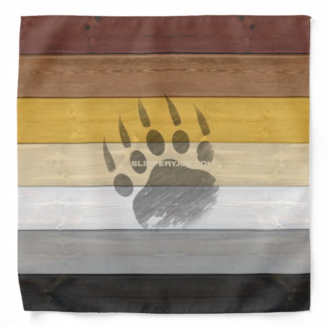 SlipperyJoe's Bear Pride flag wooden floor texture Bandana (Front)