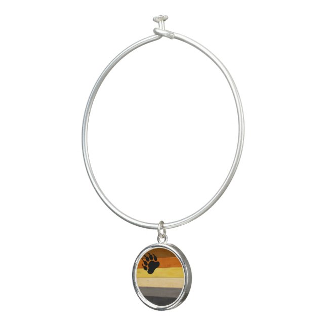 SlipperyJoe's Bear Pride flag wooden floor texture Bangle Bracelet (3/4)