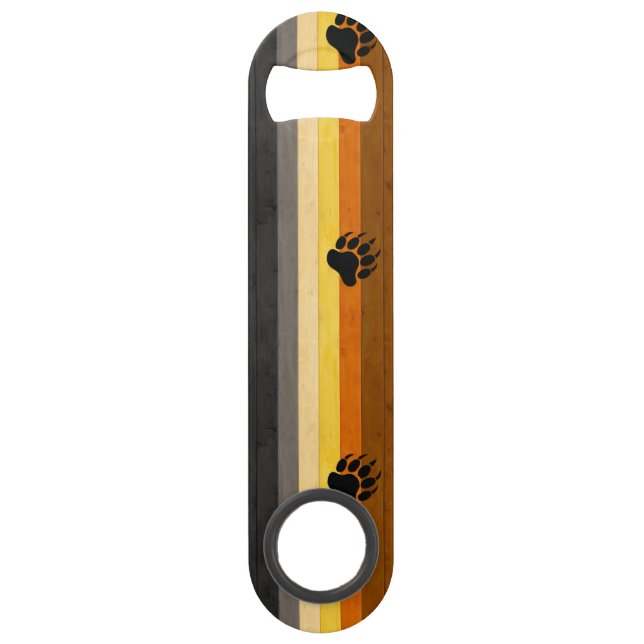 SlipperyJoe's Bear Pride flag wooden floor texture Bar Key (Front)