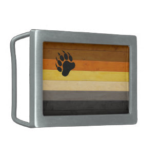 SlipperyJoe's Bear Pride flag wooden floor texture Belt Buckle