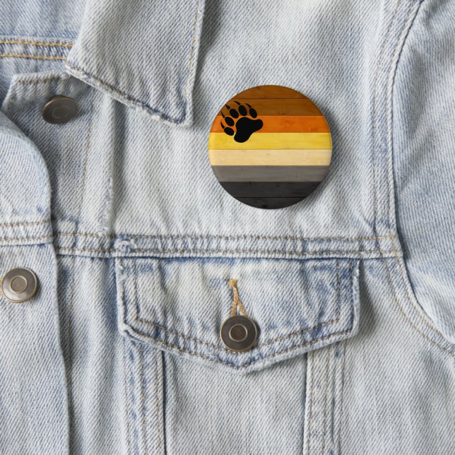 SlipperyJoe's Bear Pride flag wooden floor texture Button (In Situ)
