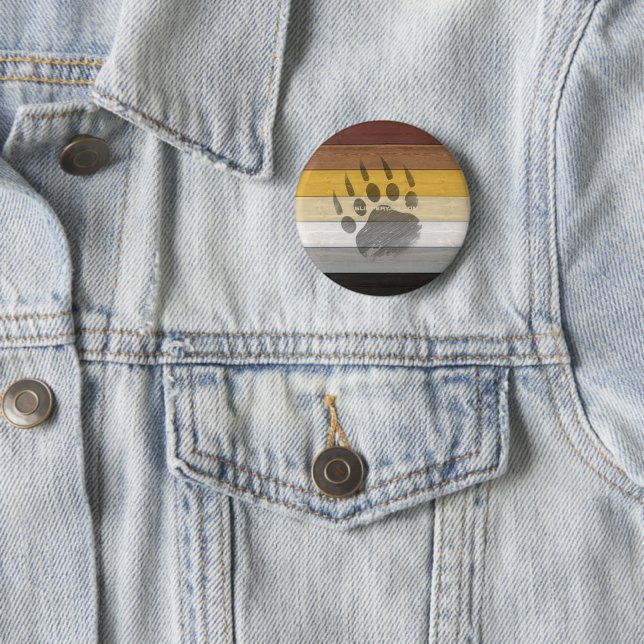 SlipperyJoe's Bear Pride flag wooden floor texture Button (In Situ)