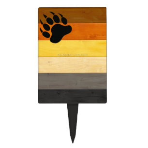 SlipperyJoe's Bear Pride flag wooden floor texture Cake Topper