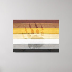 SlipperyJoe's Bear Pride flag wooden floor texture Canvas Print
