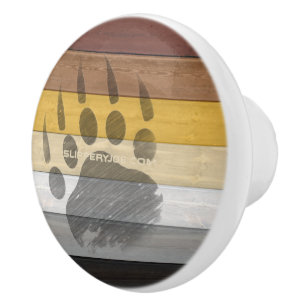 SlipperyJoe's Bear Pride flag wooden floor texture Ceramic Knob