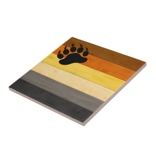 SlipperyJoe's Bear Pride flag wooden floor texture Ceramic Tile
