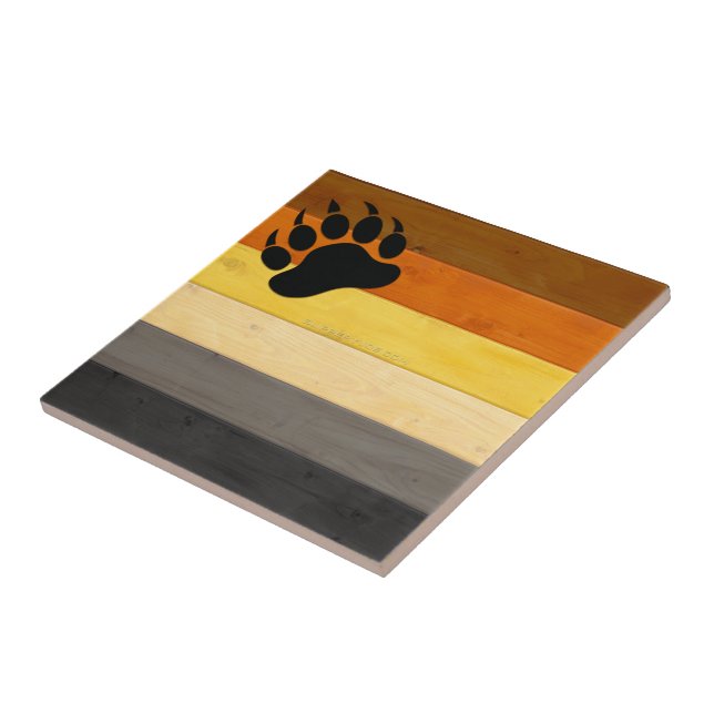 SlipperyJoe's Bear Pride flag wooden floor texture Ceramic Tile (Side)