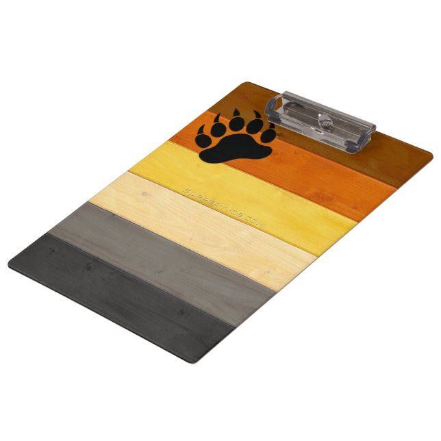 SlipperyJoe's Bear Pride flag wooden floor texture Clipboard (Angled)