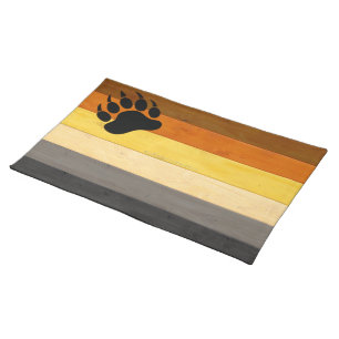 SlipperyJoe's Bear Pride flag wooden floor texture Cloth Placemat