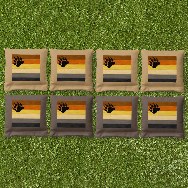 SlipperyJoe's Bear Pride flag wooden floor texture Cornhole Bags (Set)