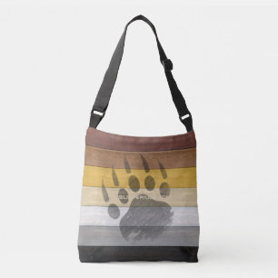 SlipperyJoe's Bear Pride flag wooden floor texture Crossbody Bag