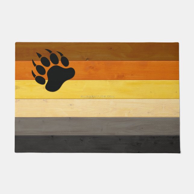 SlipperyJoe's Bear Pride flag wooden floor texture Doormat (Front)