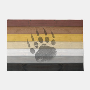 SlipperyJoe's Bear Pride flag wooden floor texture Doormat