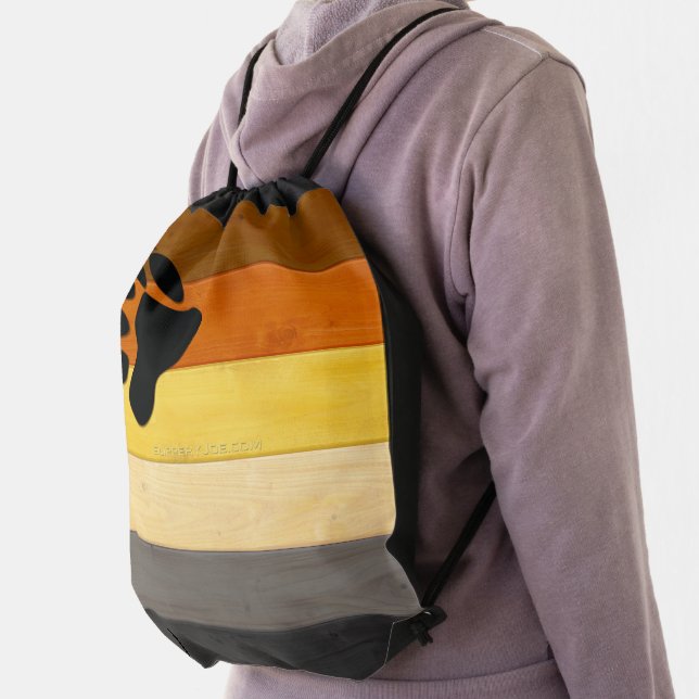 SlipperyJoe's Bear Pride flag wooden floor texture Drawstring Bag (Insitu)