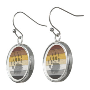 SlipperyJoe's Bear Pride flag wooden floor texture Earrings