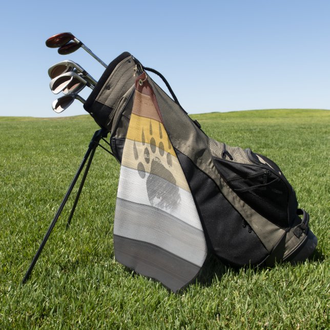 SlipperyJoe's Bear Pride flag wooden floor texture Golf Towel (Green)