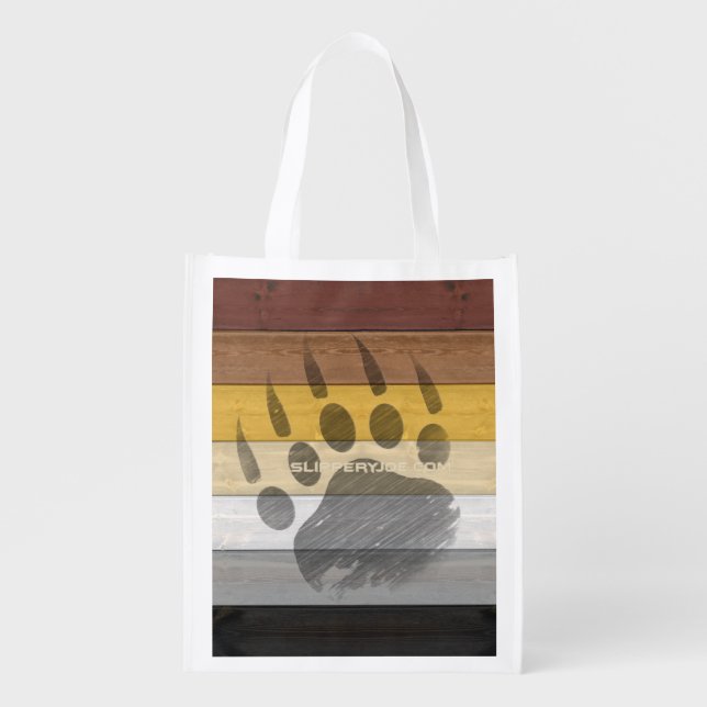 SlipperyJoe's Bear Pride flag wooden floor texture Grocery Bag (Front)