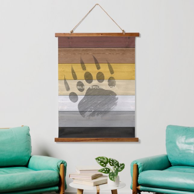 SlipperyJoe's Bear Pride flag wooden floor texture Hanging Tapestry (Living Room)