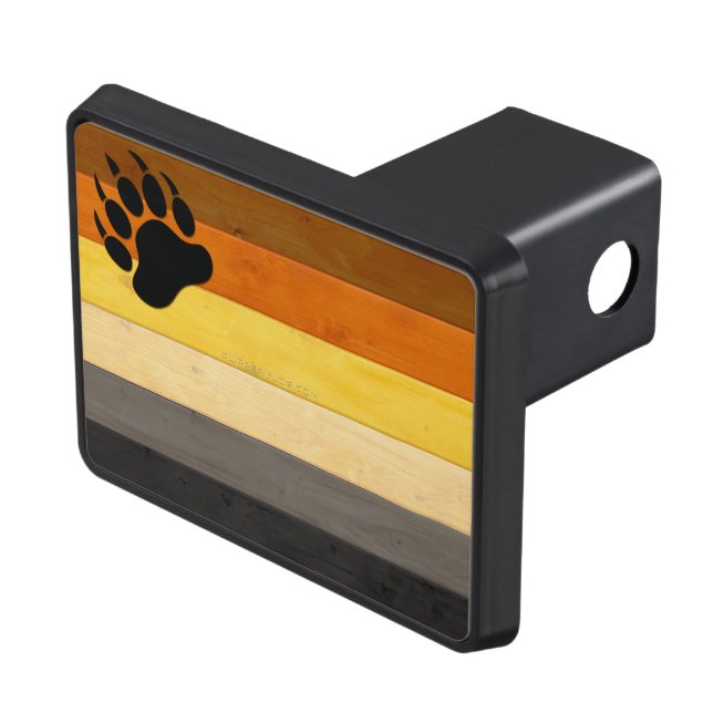 SlipperyJoe's Bear Pride flag wooden floor texture Hitch Cover (Top Right)