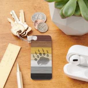 SlipperyJoe's Bear Pride flag wooden floor texture Keychain