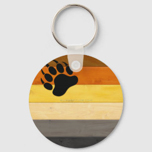 SlipperyJoe's Bear Pride flag wooden floor texture Keychain