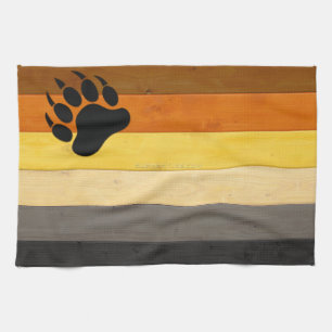 SlipperyJoe's Bear Pride flag wooden floor texture Kitchen Towel