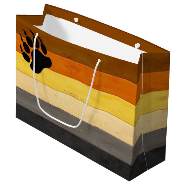 SlipperyJoe's Bear Pride flag wooden floor texture Large Gift Bag (Front Angled)