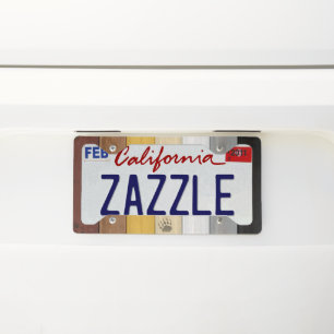 SlipperyJoe's Bear Pride flag wooden floor texture License Plate Frame