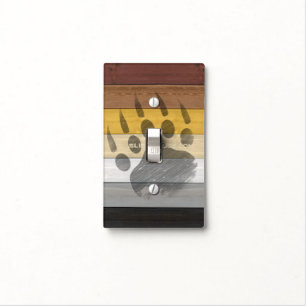 SlipperyJoe's Bear Pride flag wooden floor texture Light Switch Cover