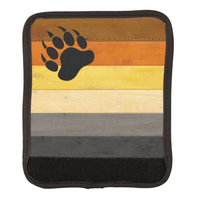 SlipperyJoe's Bear Pride flag wooden floor texture Luggage Handle Wrap (Front)