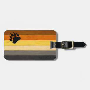 SlipperyJoe's Bear Pride flag wooden floor texture Luggage Tag