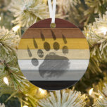SlipperyJoe&#39;s Bear Pride flag wooden floor texture Metal Ornament